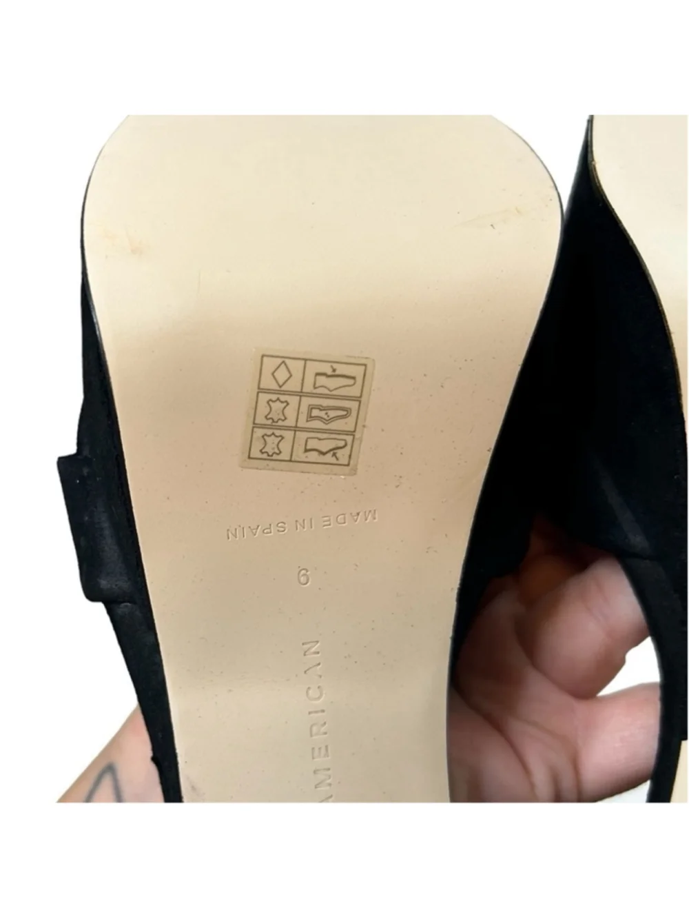 Good American Black Suede Ankle Strap Chunky Platform Sandal Heels Size 9